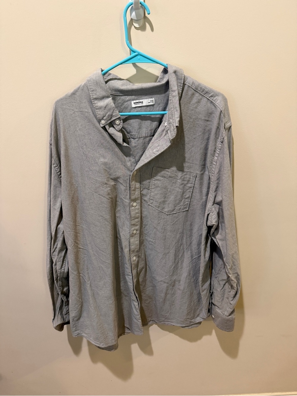 Sonoma Light Grey Casual Button-Down Shirt